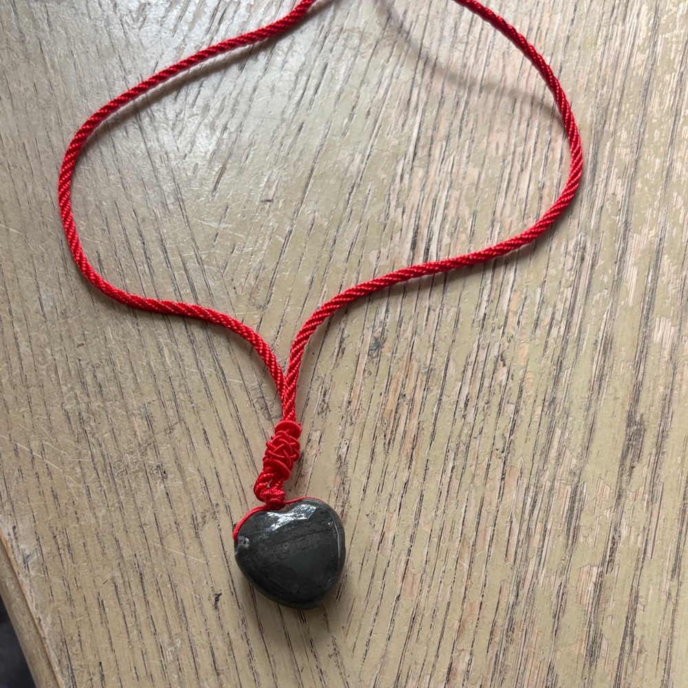 Red and Black Stone Pendant Necklace